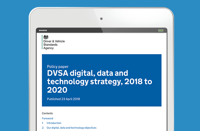 DVSA digital, data and technology strategy being displayed on an iPad