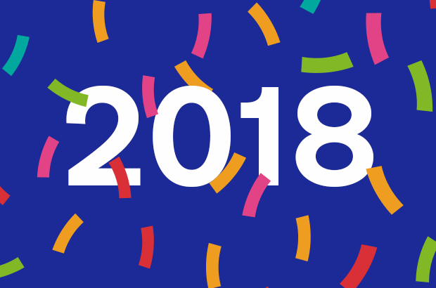Image of '2018' surrounded by confetti