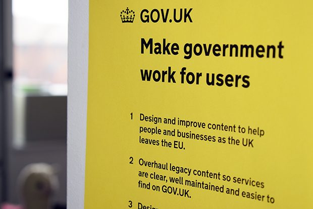 A photo of a poster showing DVSA's priorities for GOV.UK for 2019 to 2020, with the heading of 'Make government work for users'