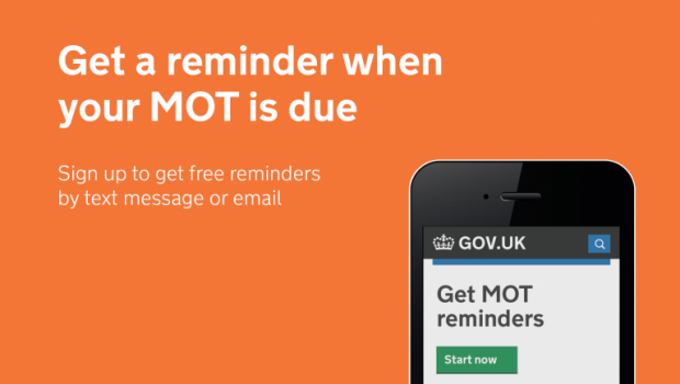 A graphic detailing the MOT reminder service